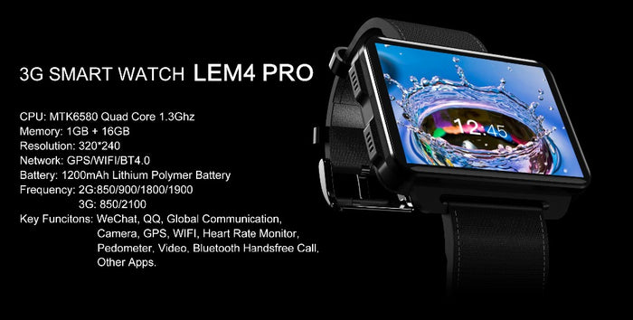 2018 New Arrival LEM4 Pro Smart Watch Android 5.1 Supper Big Screen